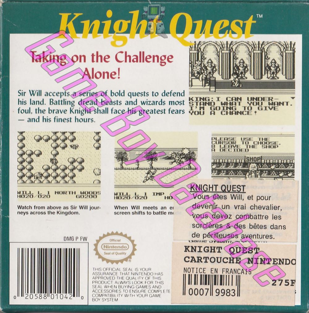 Knight Quest USA Back of the box