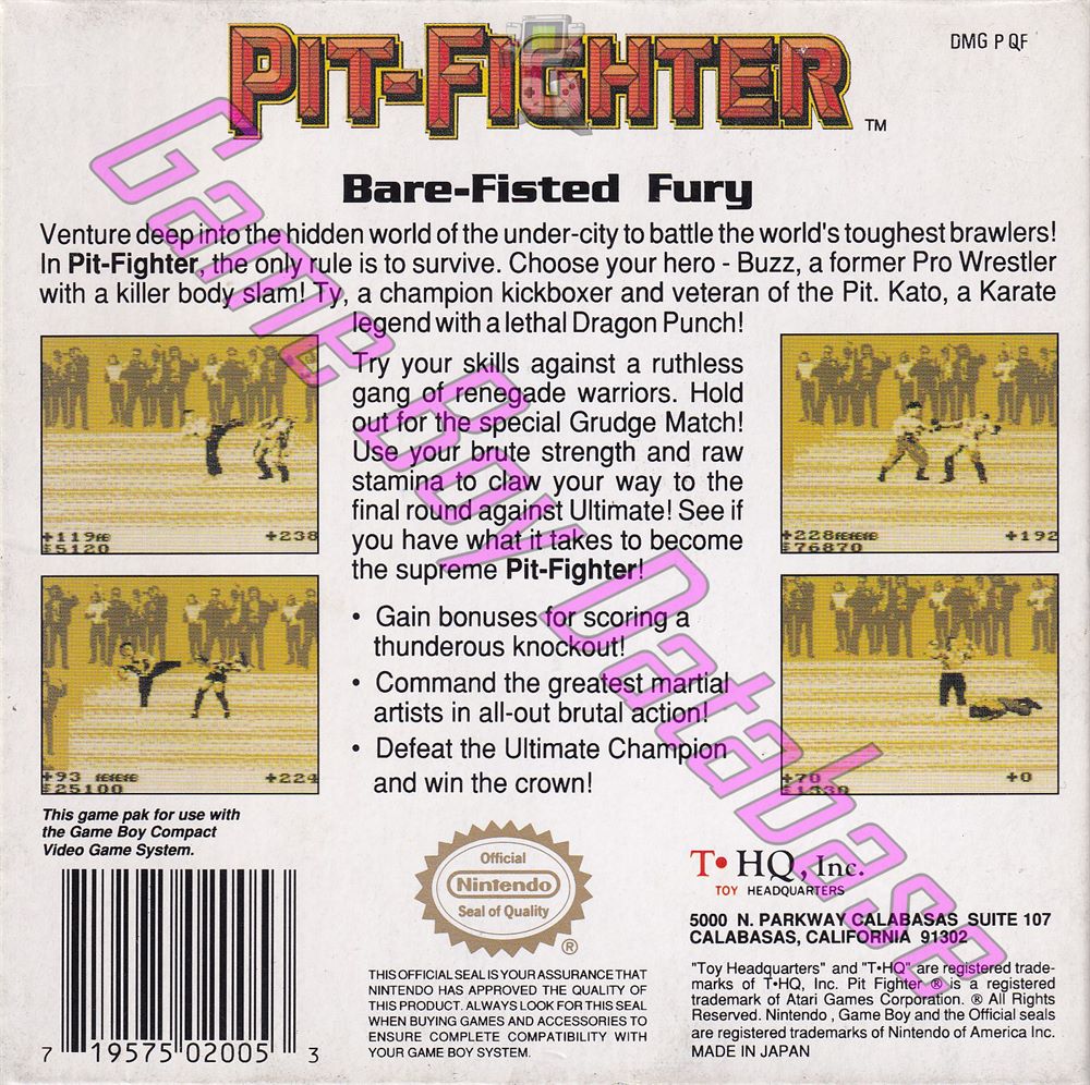 Pit-Fighter USA Back of the box