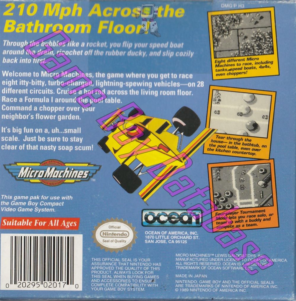 Micro Machines USA Back of the box