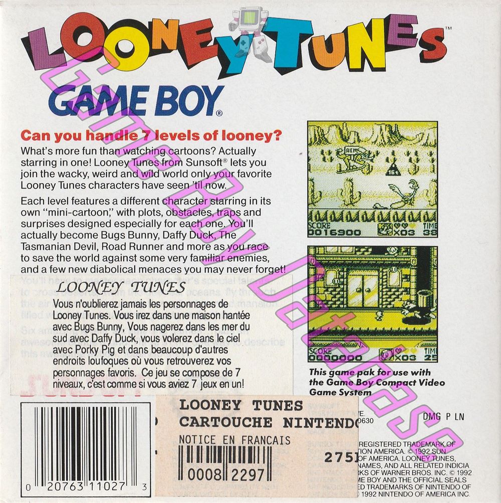 Looney Tunes USA Back of the box