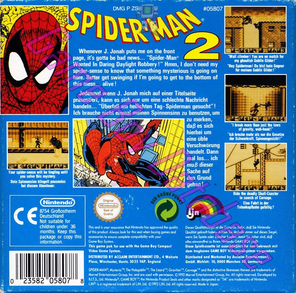 Spider-Man 2 NOE Back of the box