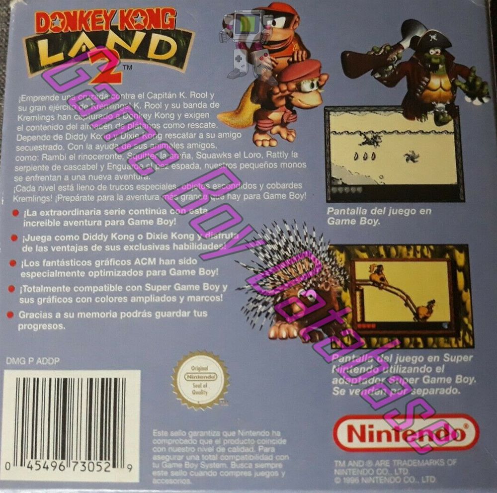 Donkey Kong Land 2 ESP Back of the box