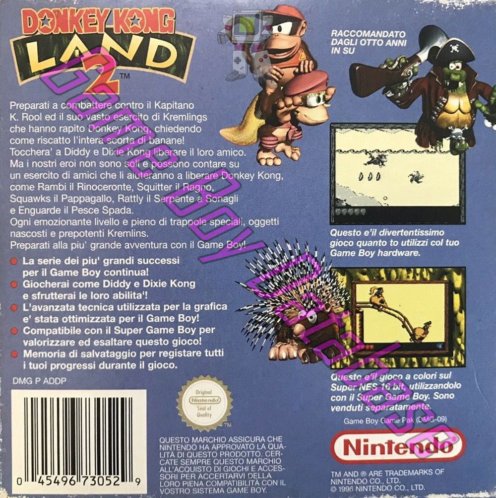 Donkey Kong Land 2 ITA Back of the box