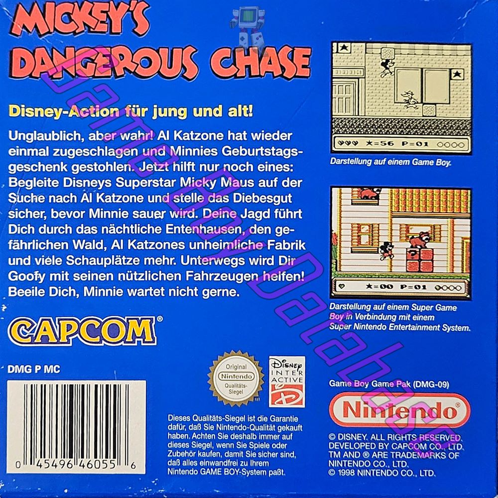 Mickey's Dangerous Chase NNOE Back of the box