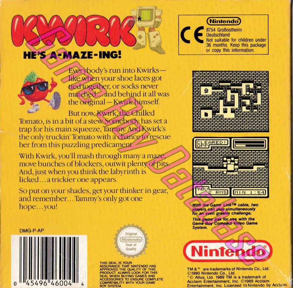 Kwirk UKV Back of the box