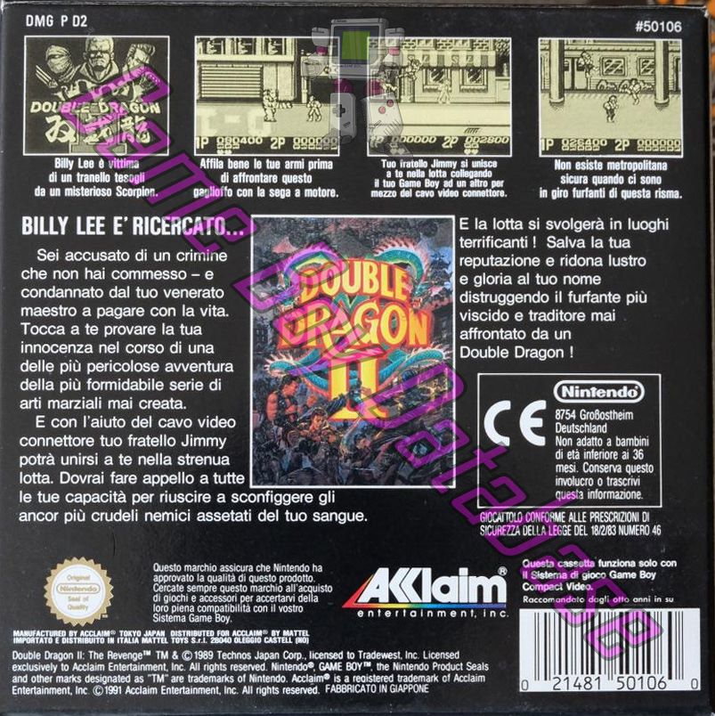 Double Dragon II ITA Back of the box