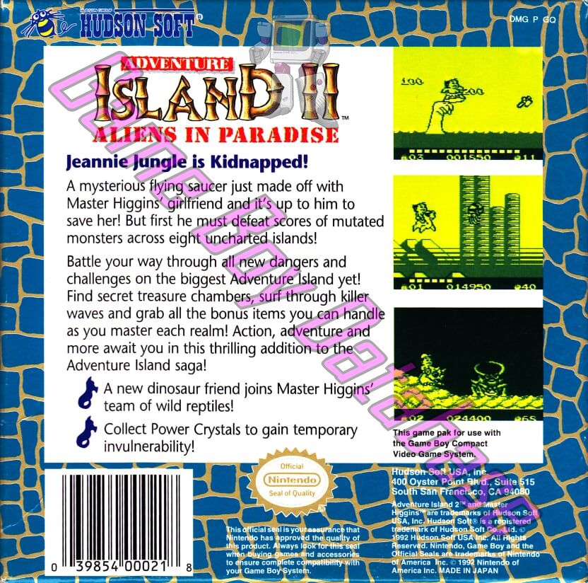 Adventure Island II USA Back of the box