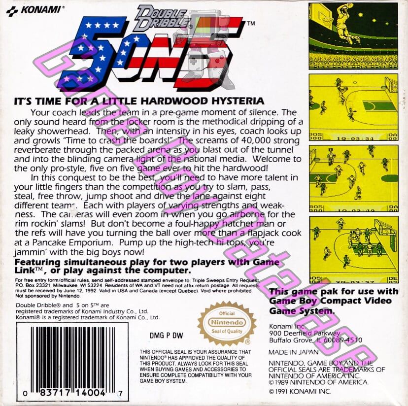 5 on 5 (Double Dribble) USA Back of the box