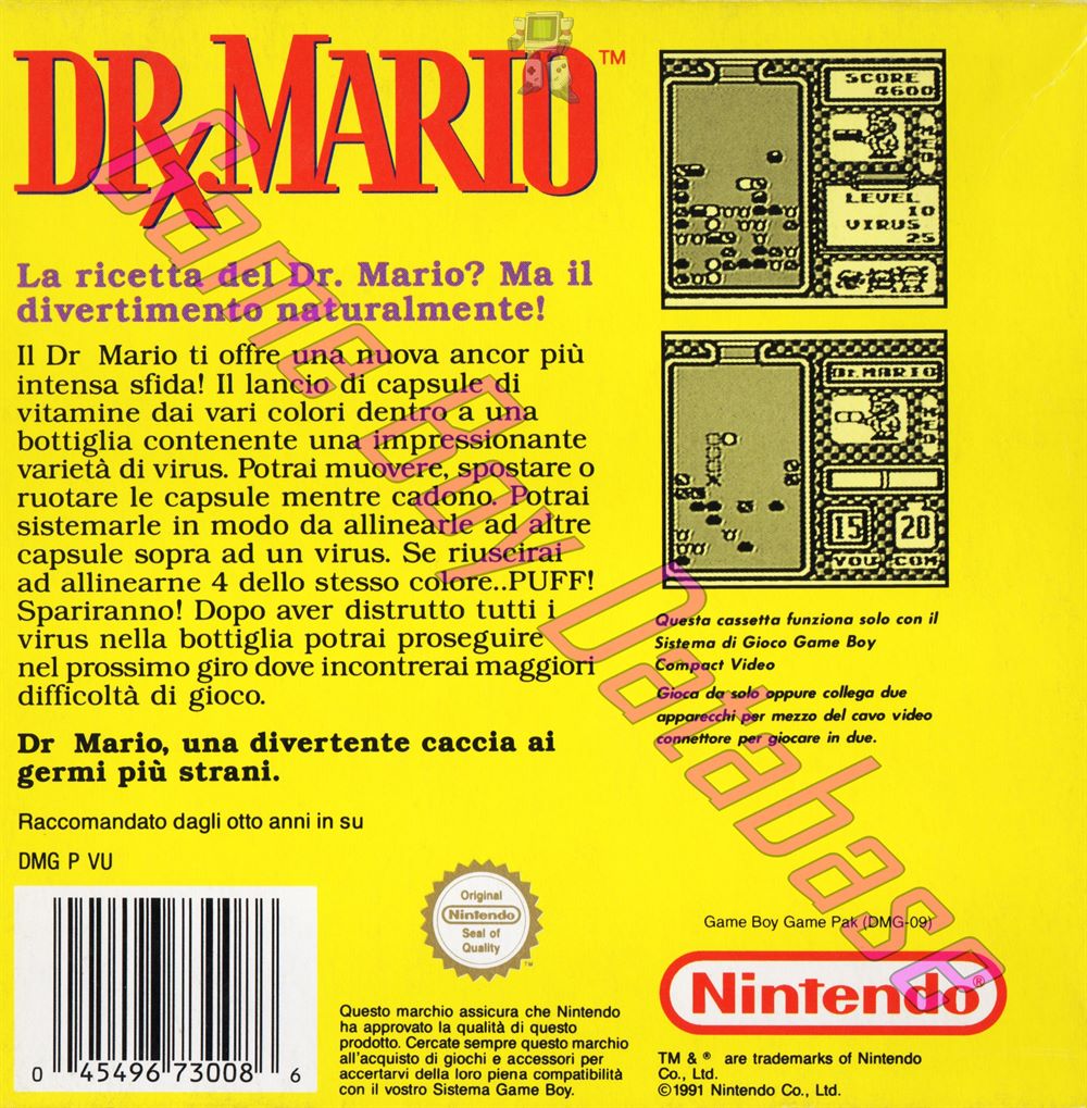 Dr. Mario ITA-1 Back of the box