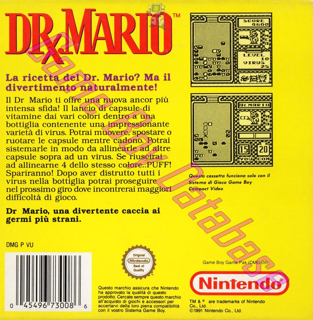 Dr. Mario ITA-3 Back of the box