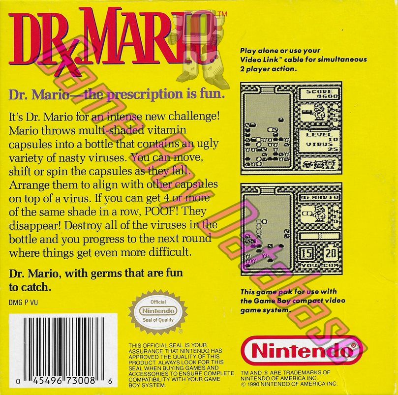 Dr. Mario USA Back of the box