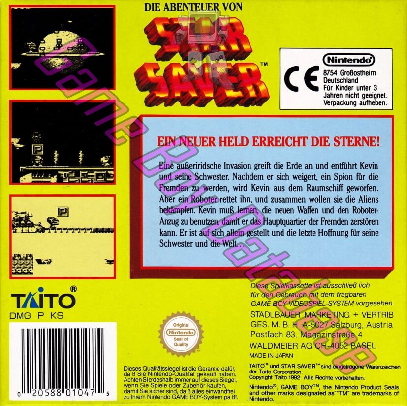 Star Saver (die Abenteuer von) FRG Back of the box