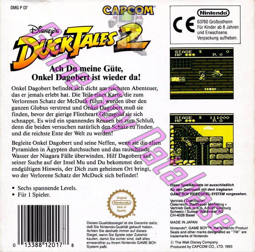 Duck Tales 2 (Disney's) FRG Back of the box