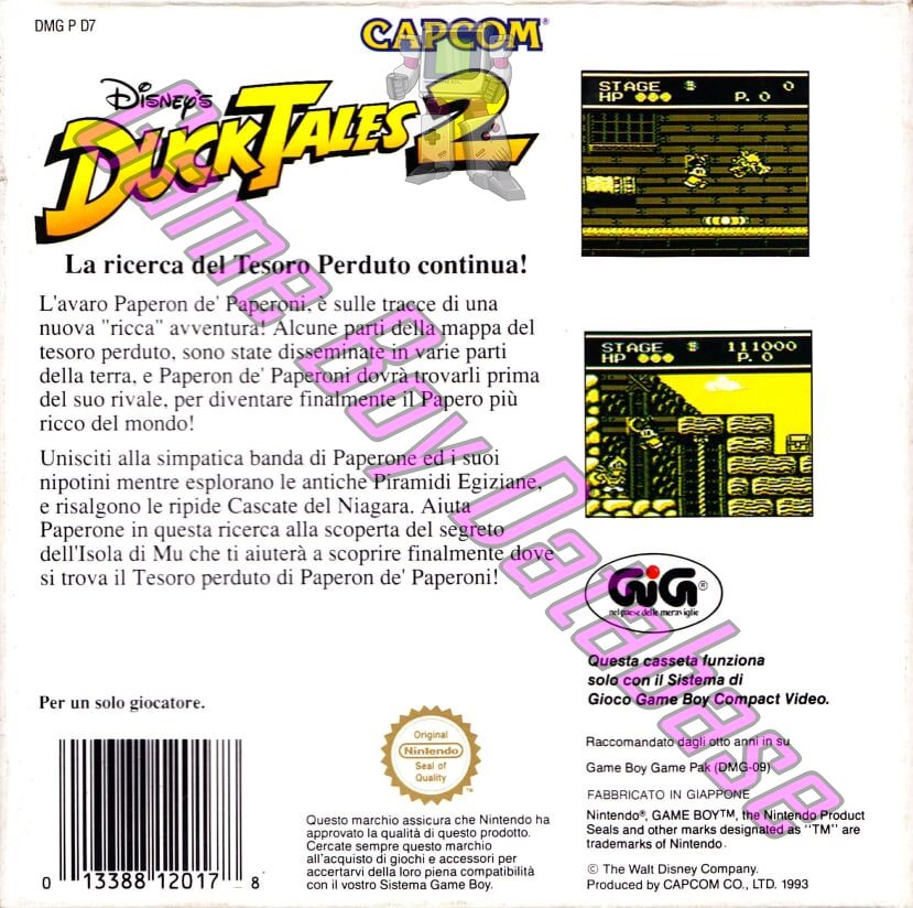 Duck Tales 2 (Disney's) ITA Back of the box