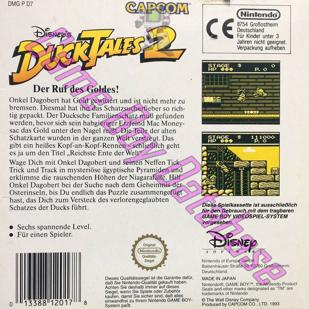 Duck Tales 2 (Disney's) NOE Back of the box