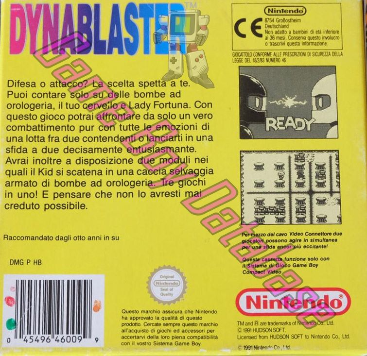 Dynablaster ITA Back of the box