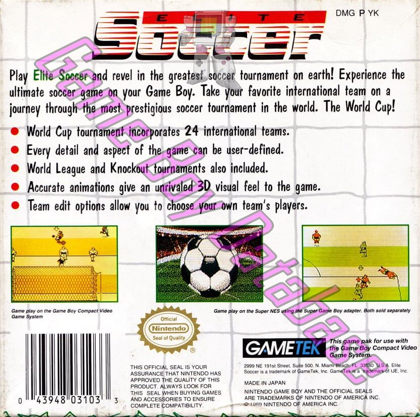 Elite Soccer USA Back of the box