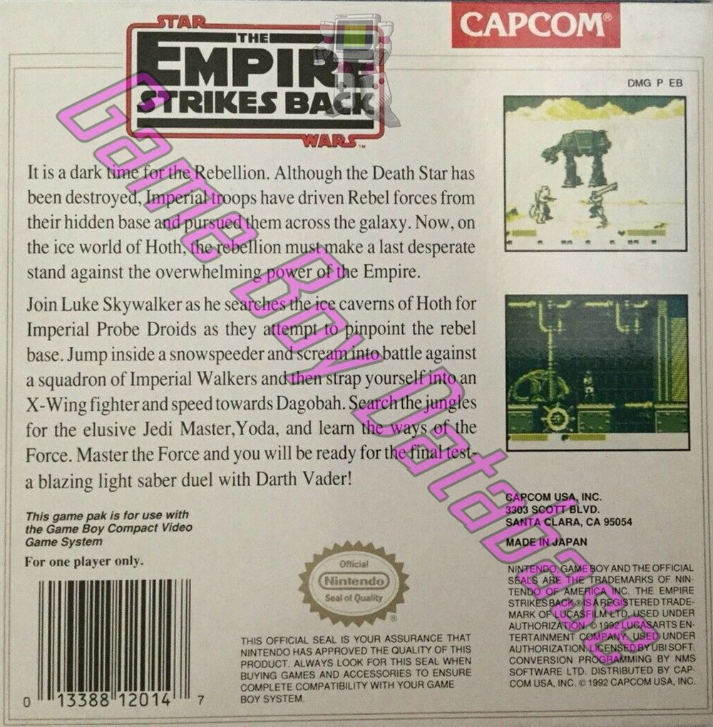 Star Wars the Empire Strikes Back USA Back of the box