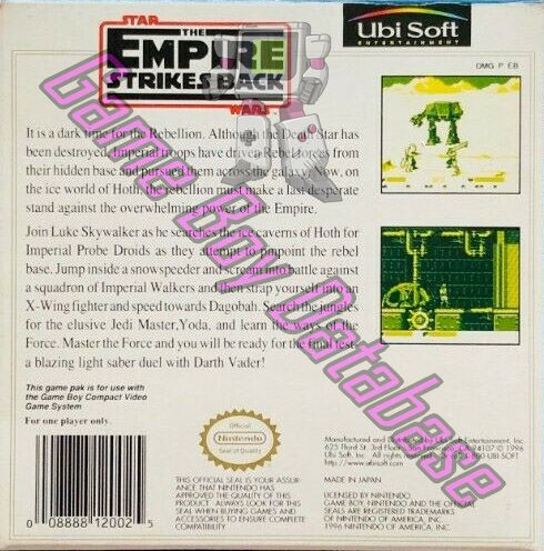 Star Wars the Empire Strikes Back USA-1 Back of the box