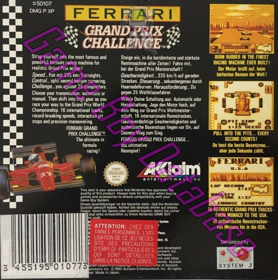 Ferrari Grand Prix Challenge UKV Back of the box