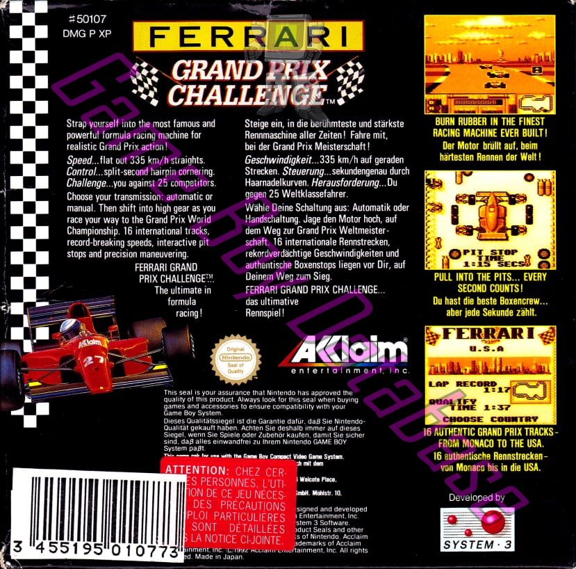 Ferrari Grand Prix Challenge UKV-1 Back of the box