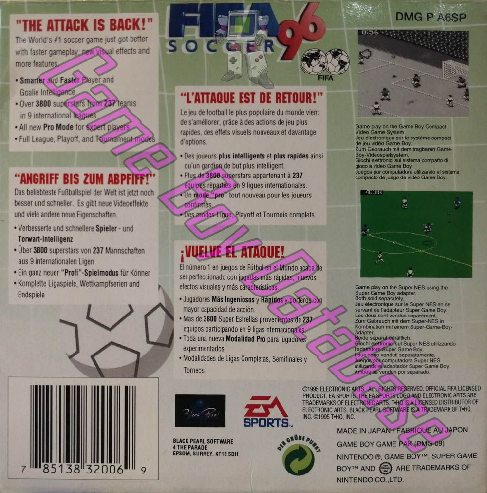 FIFA Soccer 96 EUR-1 Back of the box