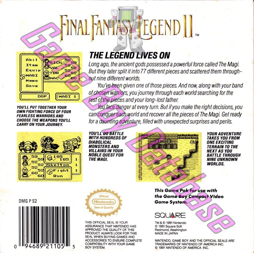 Final Fantasy Legend II USA Back of the box