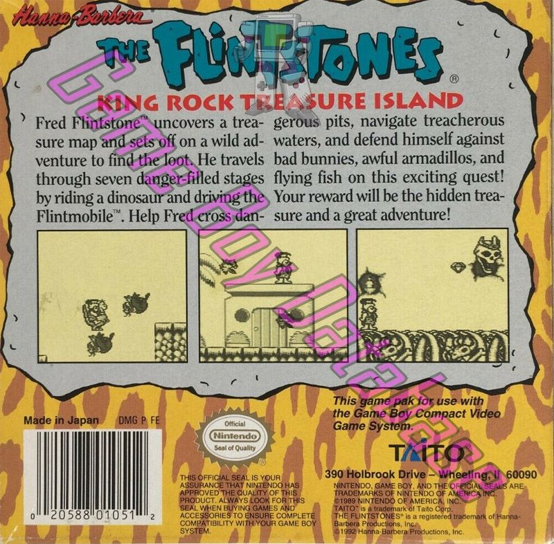 Flintstones King Rock Treasure Island (the) USA Back of the box