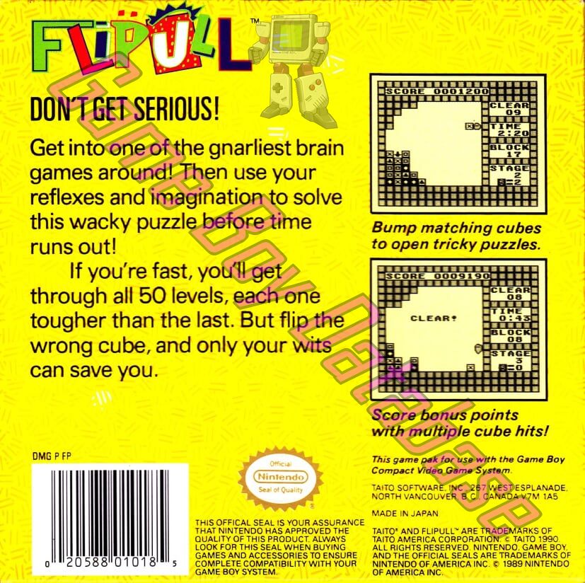 Flipull USA Back of the box