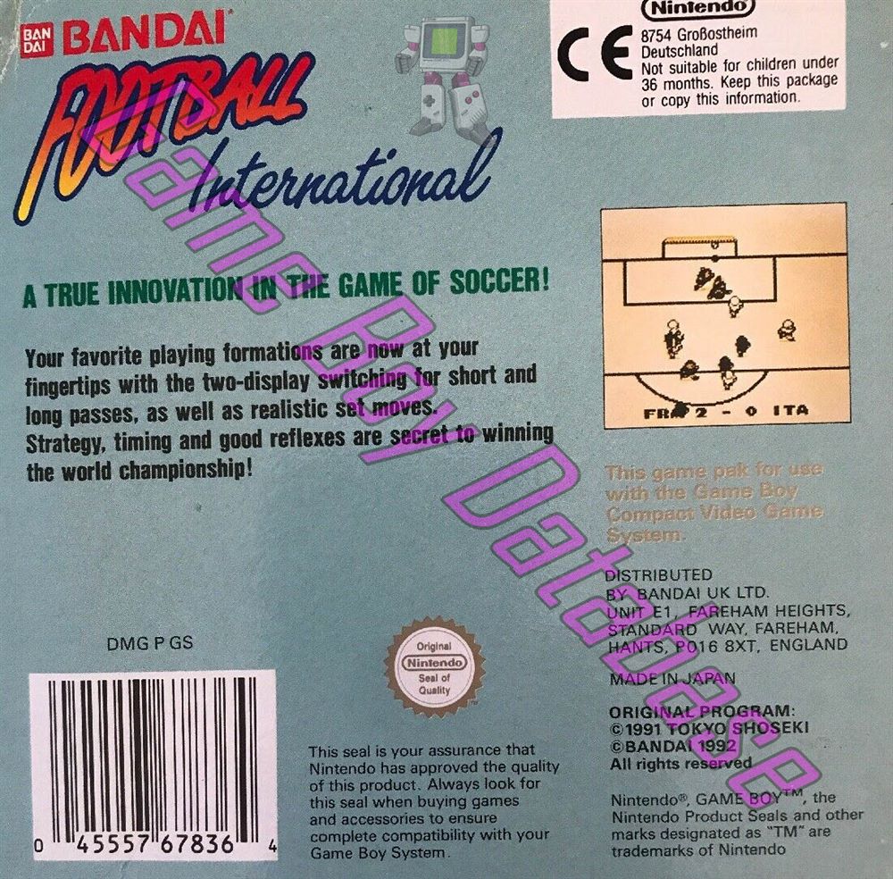 Football International UKV Back of the box