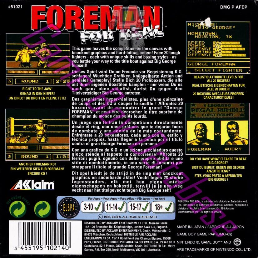 Foreman For Real EUR Back of the box