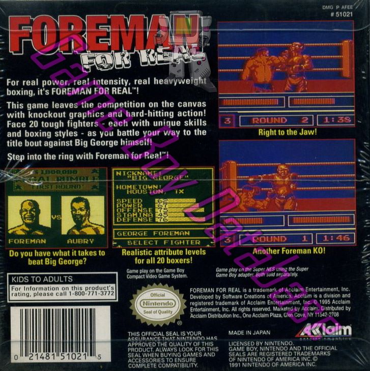 Foreman For Real USA Back of the box