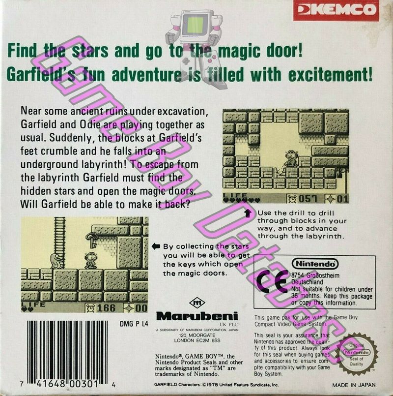 Garfield Labyrinth UKV Back of the box