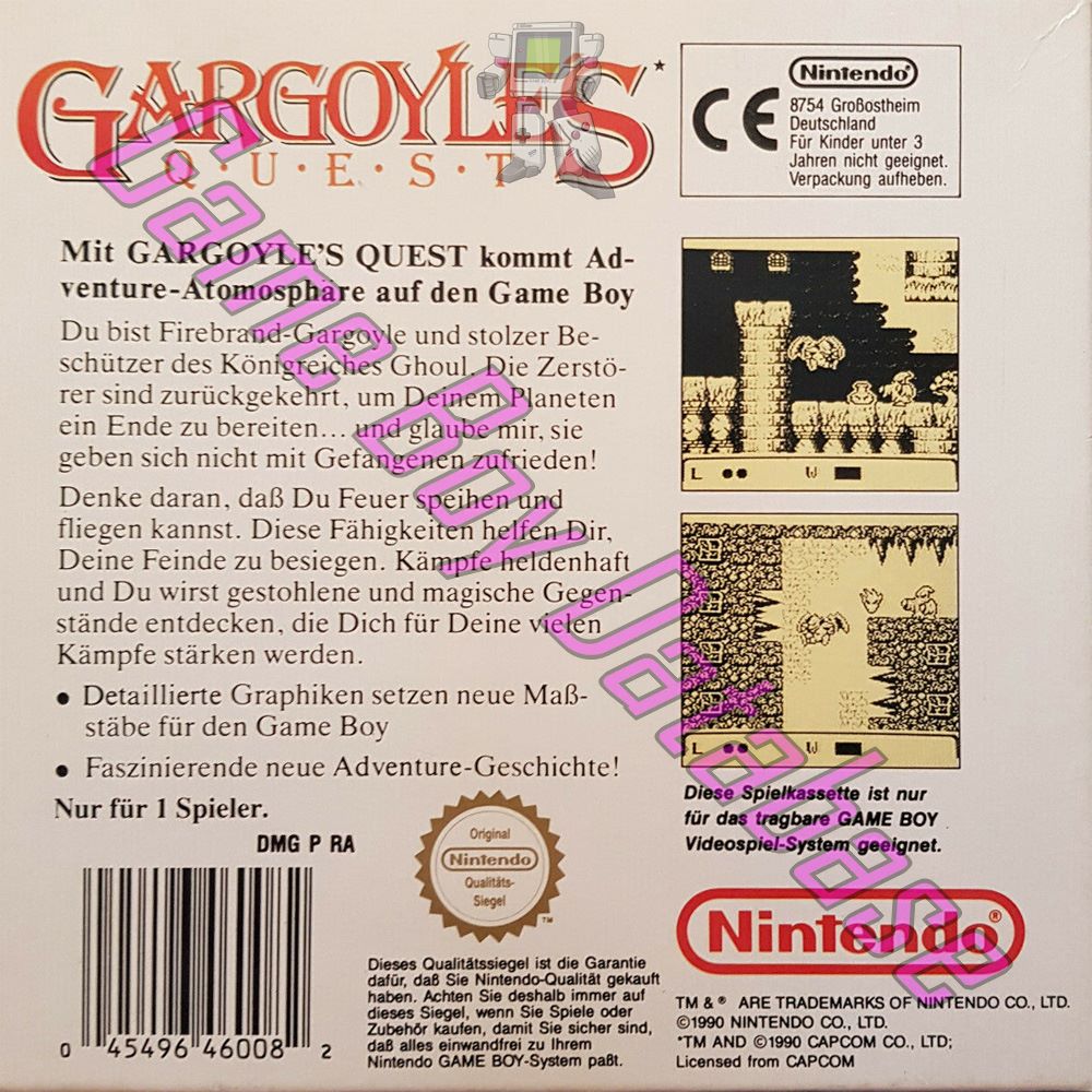 Gargoyle's Quest NOE-1 Back of the box