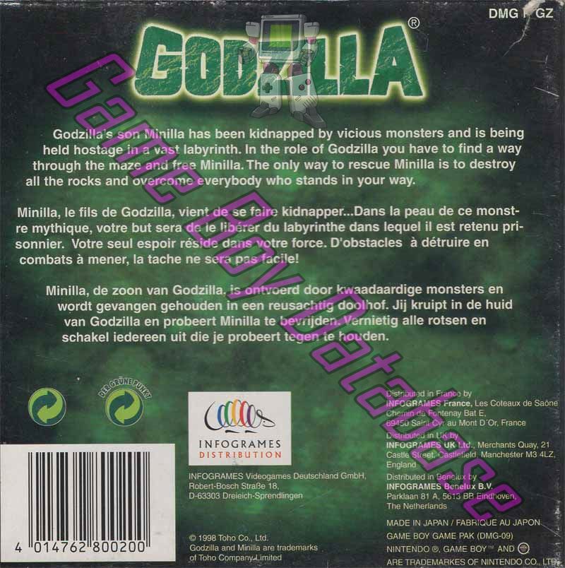 Godzilla EUR Back of the box