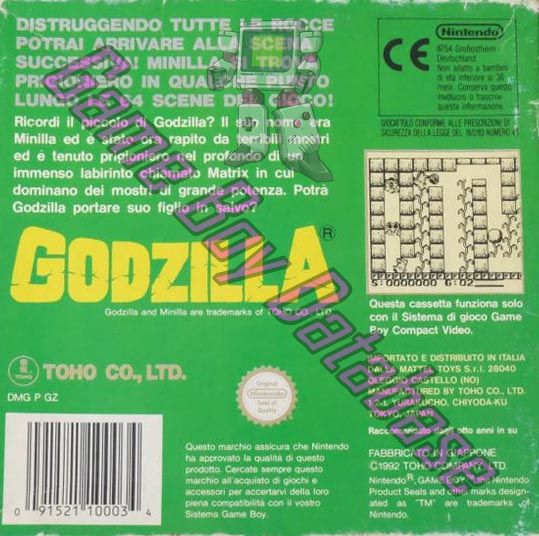 Godzilla ITA Back of the box