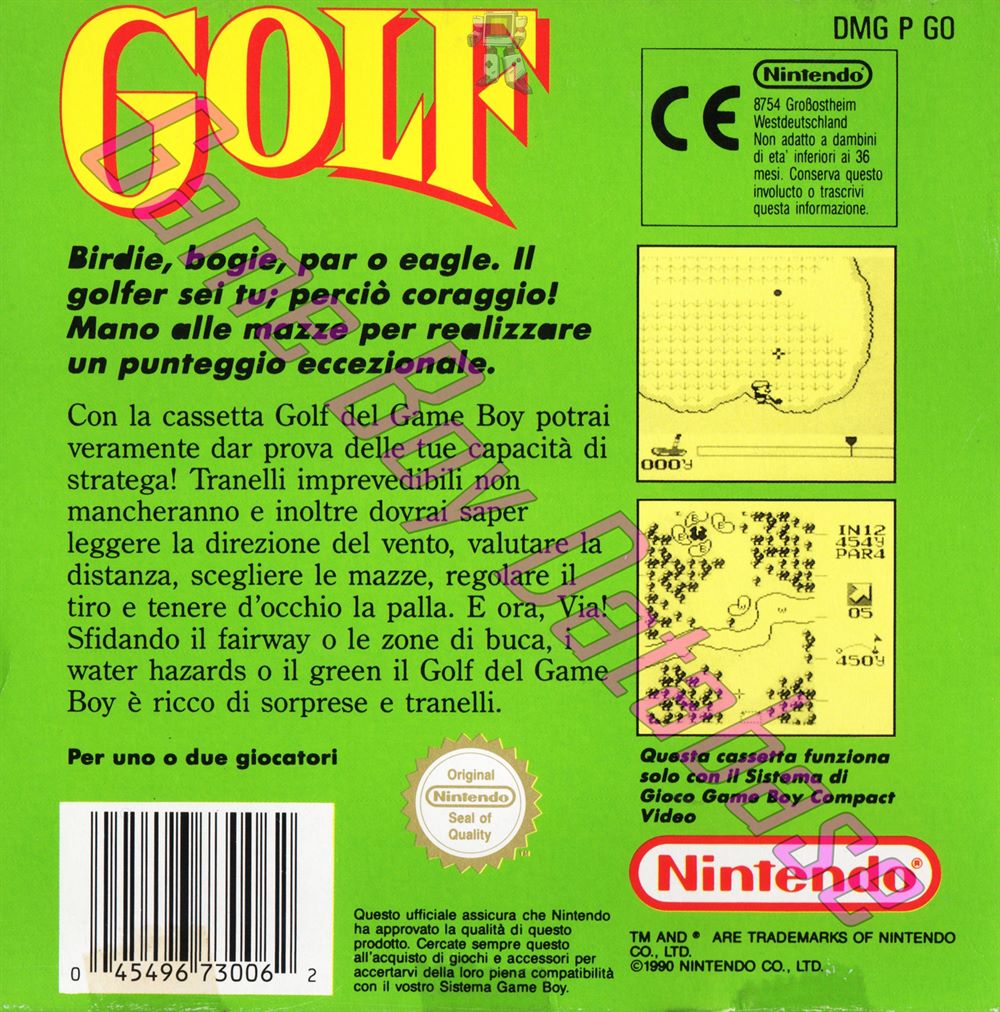 Golf ITA Back of the box