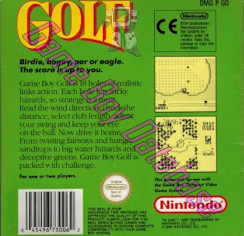 Golf SCN Back of the box