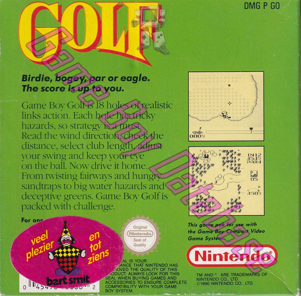 Golf SCN-1 Back of the box