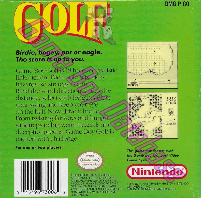 Golf USA Back of the box