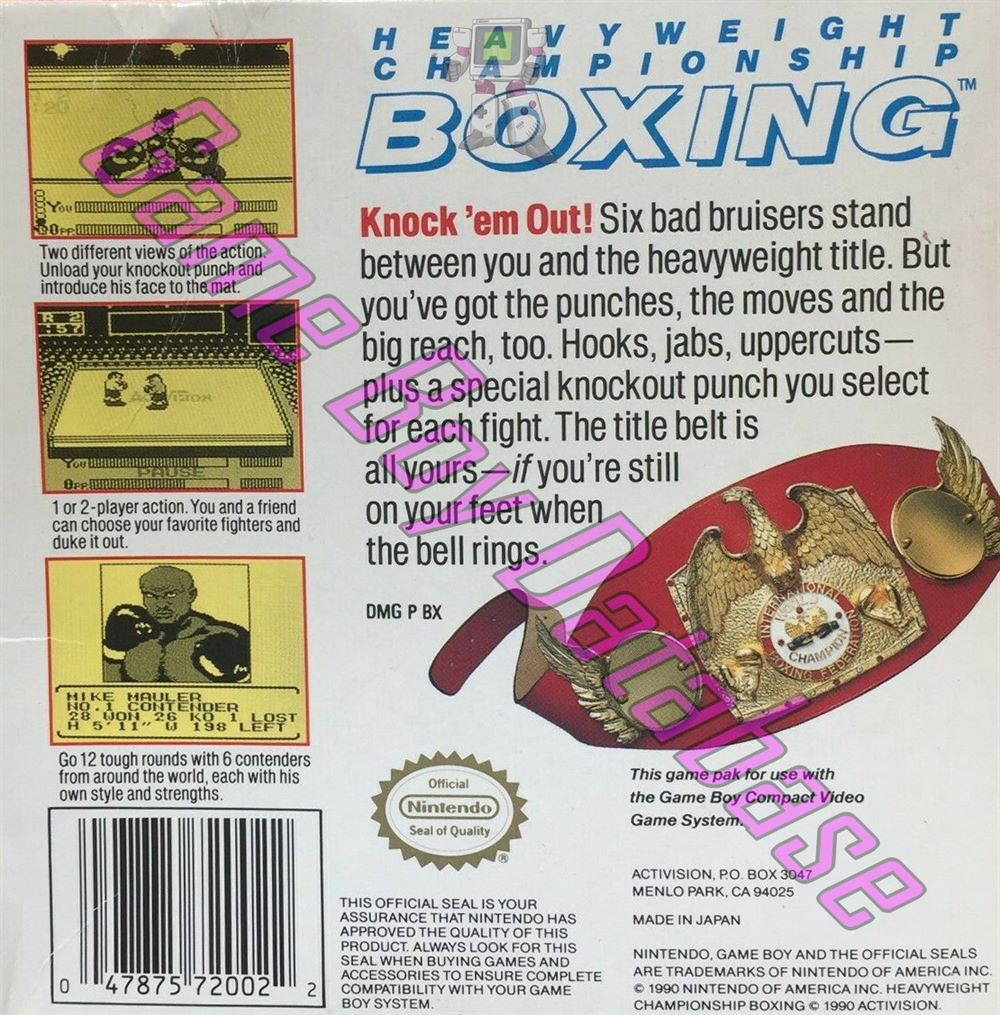 Heavyweight Championship Boxing USA Back of the box