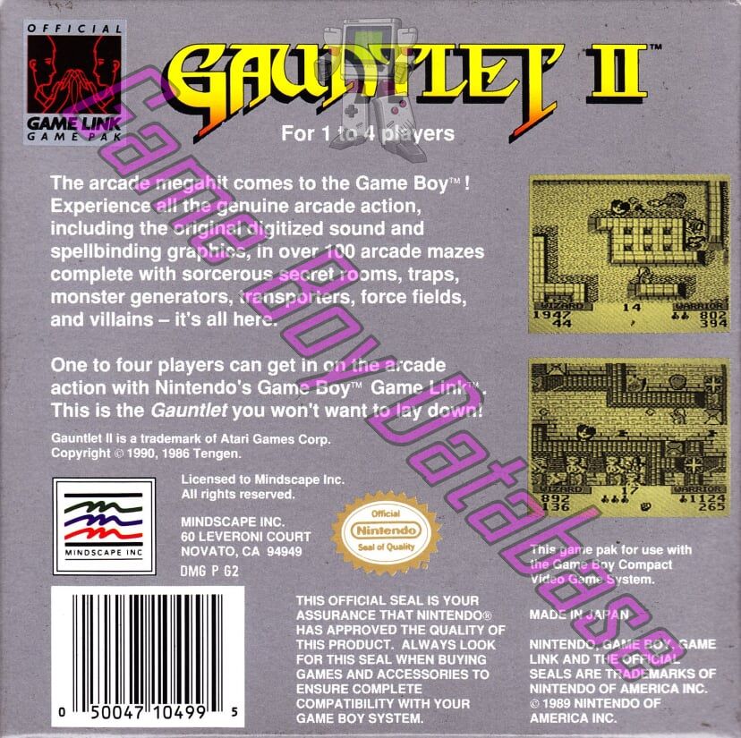 Gauntlet II USA Back of the box