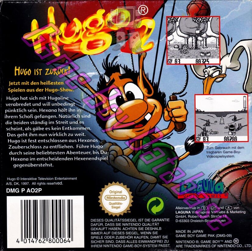 Hugo 2 NOE Back of the box