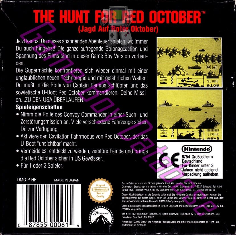 Hunt for Red October (the) - Jadg Auf Roter Oktober FRG Back of the box