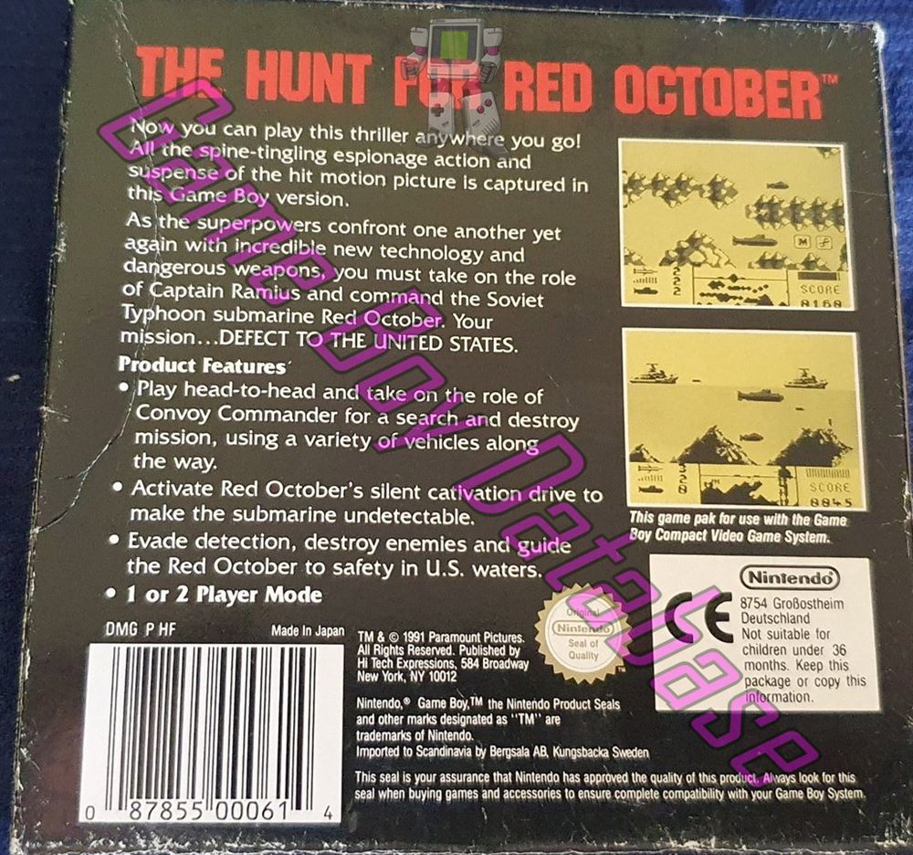 Hunt for Red October (the) SCN Back of the box