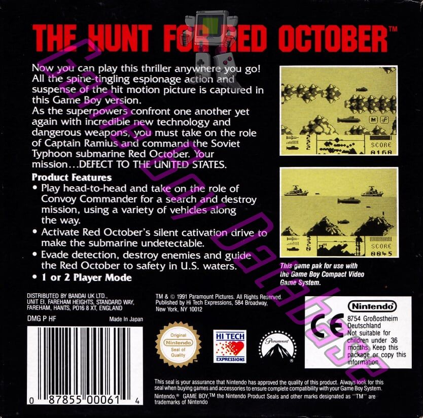 Hunt for Red October (the) UKV Back of the box