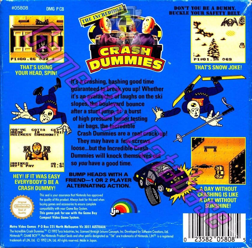 Incredible Crash Dummies, The AUS Back of the box