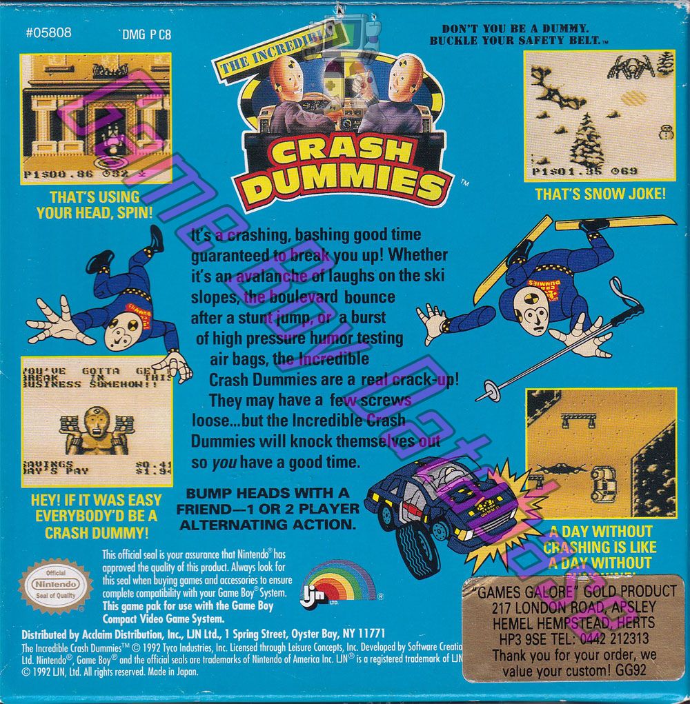 Incredible Crash Dummies (the) USA Back of the box