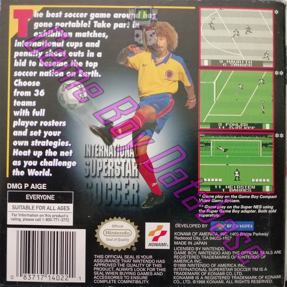 International Superstar Soccer (Carlos Valderrama) USA Back of the box