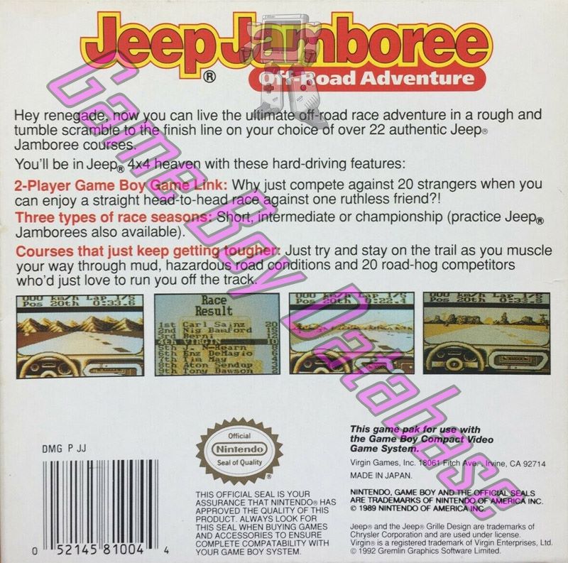 Jeep Jamboree Off Road Adventure USA Back of the box